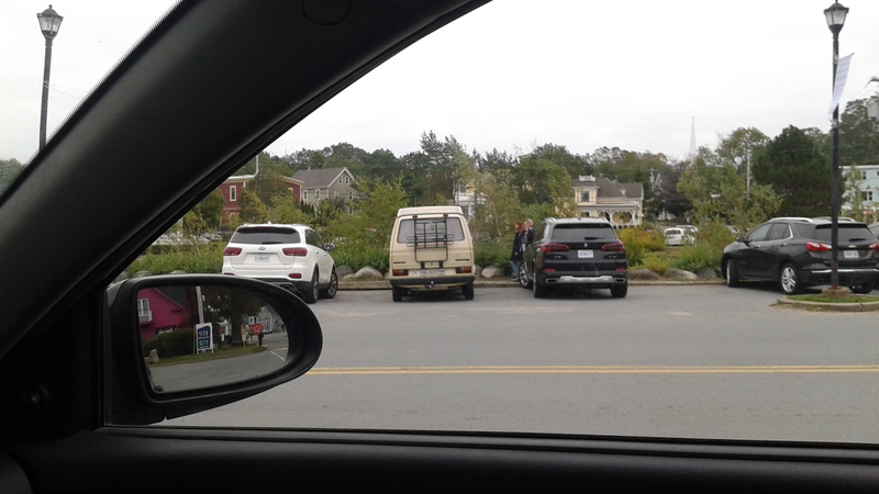 VW Westfalia on Swiss plates in Mahone Bay!